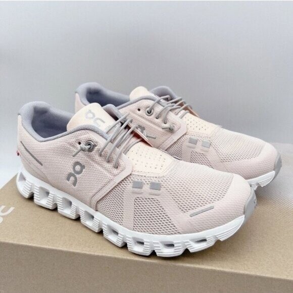 ON Cloud 5 Running Shoes Sneaker Shell/ White Pink Womens Size US 8.5 - Picture 1 of 12